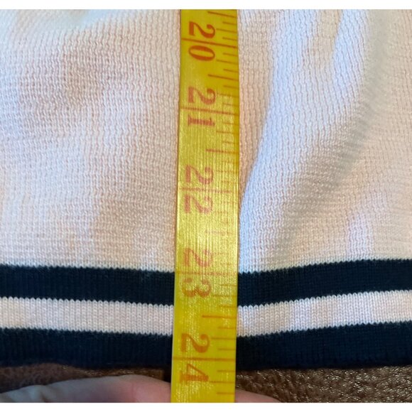 Chaps Womens Light Pink  Navy trim Cardigan Sweater L 100% Cotton Preppy Classic - Picture 3 of 5